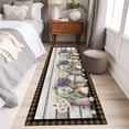 thumbnail image 4 of Spring Floral 2'x6' Runner Rugs for Hallway Kitchen Bedside Non Slip Washable, Pastoral Bottle Flowers Wood Brown Plaid Entryway Rug Runners with Rubber Backing, Long Carpet Runner for Laundry Room, 4 of 8