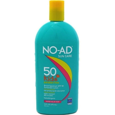 NO-AD Kids Gentle Sunscreen Lotion, SPF 50 16 oz (Pack of 3)