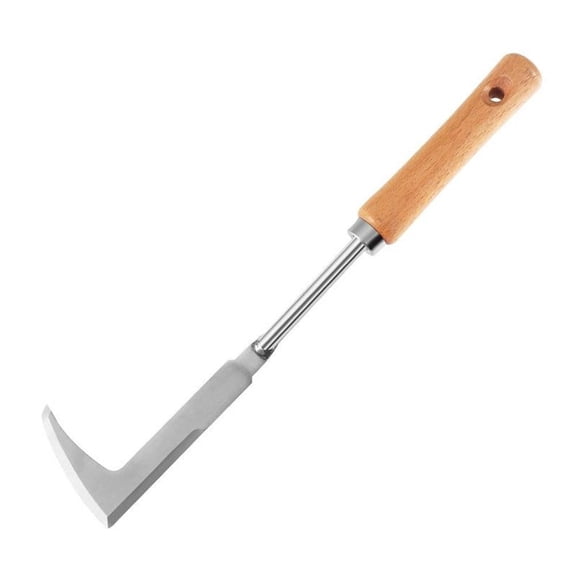 12 inch Stainless Steel Crack Weeder Tool, L-Shaped Crevice Weed Remover with Wooden Handle for Sidewalks, Patio Pavers, Driveways and Brick Gaps