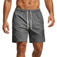 thumbnail image 6 of Nestiefly Men's Linerless Workout Elastic Waist Drawstring Shorts Quick Dry for Running Sports Athletic Gym with Zipper Pockets Dark Gray 3XL, 6 of 6