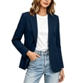 thumbnail image 6 of IUYRTFE Women's Solid Color Long Sleeve Blazer with Button and Pockets Casual Lapel Collar Work Jacket, 6 of 8