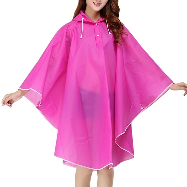 Capuches de Pluie Légères Unisexe Pluie Imperméable Cape Légère Coupe-Vent Isolation Thermique Insonorisée Cape Poncho Femmes Hommes Randonnée Rouge Rose