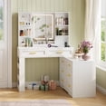 thumbnail image 6 of ELYKEN Makeup Vanity Desk with LED Mirror, 8 Drawers, 78"W, White, 6 of 11