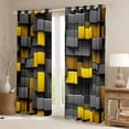 thumbnail image 2 of Manfei 3D Geometric Cubes Kitchen Curtains, Gray Yellow Checkered Black Out Curtains Pack of 2 (42x63 Each), 2 of 6