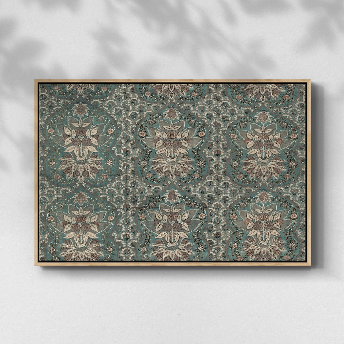 Vintage Abstract Print-X Framed in Walnut Wood Gallery Wrapped Canvas 25 in. x 37 in.