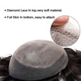 thumbnail image 4 of Toupee for Men Indian Human Hair Systems Men's Capillary Prosthesis Diamond Lace Top with Knotless Full PU Skin Bottom Men's Hairpiece, 4 of 7