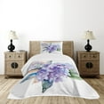 thumbnail image 4 of Ambesonne Watercolor Quilted Bedspread Set 2 Pcs, Blooming Hydrangea, Twin Size, Violet Blue, 4 of 5
