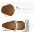 thumbnail image 2 of Kushyshoo White Girl's Bow Mary Jane Dress Shoes Ballet Princess Flats with Rhinestone Strap 12M, 2 of 6