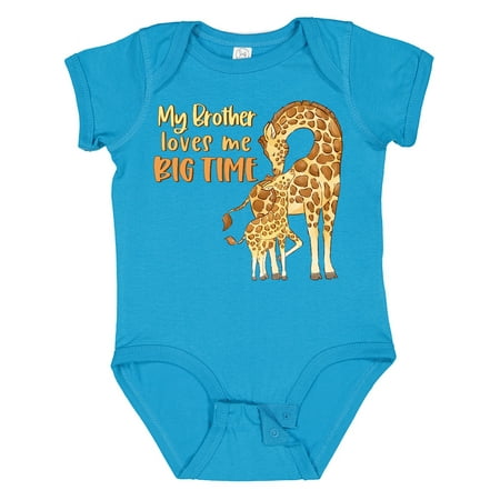 

Inktastic My Brother Loves Me Big Time Cute Giraffe Family Gift Baby Boy or Baby Girl Bodysuit