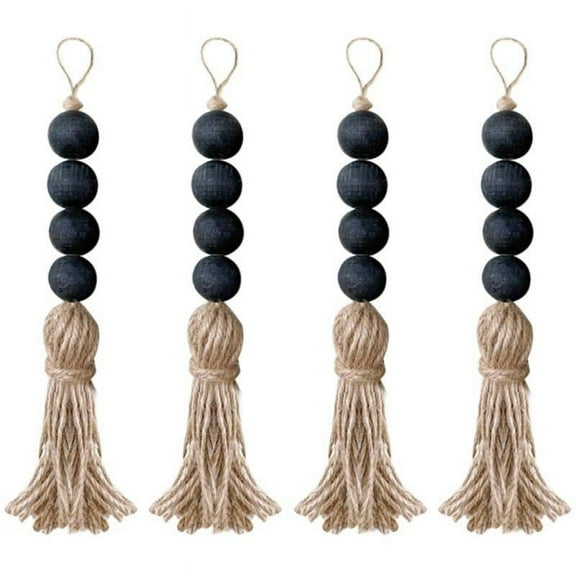 Closet Art Craft Farmhouse Rustic Wood Bead Garland Home Decor Hanging Drawer Knob Gift Pendant Door Handle with Tassels