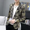 thumbnail image 3 of Chaqueta azul para hombre, trajes y blazers de un solo pecho para hombre, abrigos, ropa informal clásica negra, ropa de primavera y verano de alta calidad, 3 of 5