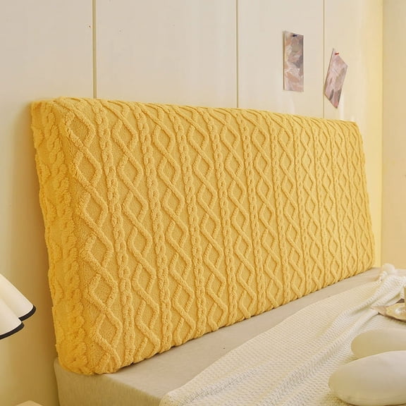 Zhuge 1 piece plush headboard cover, soft bag, dust cover, suitable for all seasons, soft and warm, machine washable, anti cat scratch protective cover, 150 * 65cm (yellow)