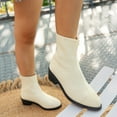 thumbnail image 5 of Bnwani Women Low Heel Boots Shoe Fall Winter Thick Chunky Ankle Versatile Comfortable Boot Beige Size 9, 5 of 9