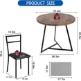 thumbnail image 2 of Compact Round Dining Table Set for 2 with Upholstered Chairs and Steel Frame, for Small Spaces, 2 of 8
