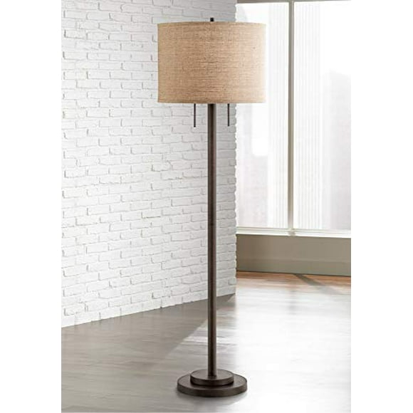 Lampe sur Pied Moderne Contemporaine 63.5 Pouces de Haut en Toile de Jute Bronze Huilée pour Salon Maison Chambre Bureau - Possini Euro Design