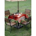 thumbnail image 4 of Outdoor Tablecloth with Umbrella Hole for Patio/Picnic/Party/Camping, Retro Black Red Waterproof Table Cloth Square Cover Washable, Abstract Bohemia Minimalist Aesthetic Art (60"x 60"), 4 of 9