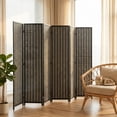thumbnail image 2 of HOMCOM 6 Panel Room Divider with Handwoven Bamboo, Folding Privacy Screen, 2 of 10