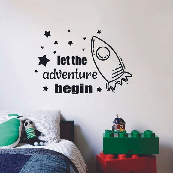 Let The Adventure Begin Newborn Baby Babies Quote Wall Sticker Art Decal for Girls Boys Room Bedroom Nursery Kindergarten House Fun Home Decor Stickers Wall Art Vinyl Decoration Size (27x30 inch)