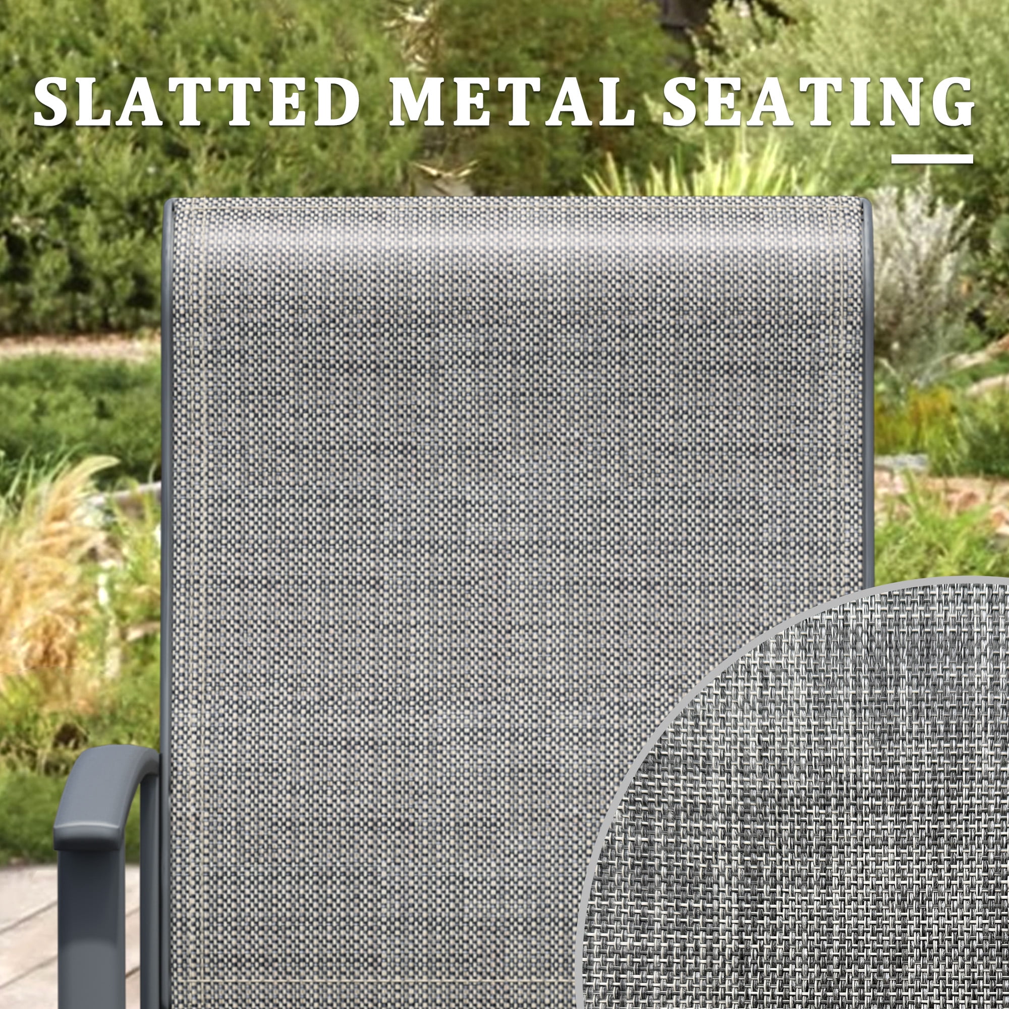 Swivel Patio Chairs Set of 6, Outdoor Metal Dining Armchairs, High Back Ergonomic Design, Gray