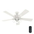 thumbnail image 3 of Hunter - Crestfield Indoor Ceiling Fan With Light, Remote, 52-inch, Fresh White, Casual-style, 3-speed WhisperWind Motor, 51859, for Living Rooms, Bedrooms, 3 of 15
