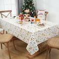 thumbnail image 2 of Christmas Tablecloth 60×120 Inch, Gold Snowflake Christmas Table Cloth for Winter, Elk Christmas Tablecloths, Waterproof Xmas Table Cover for Table, Kitchen, Dining, Holiday, Rectangle, 2 of 5
