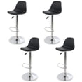 thumbnail image 1 of Sillas para Bar y Barra de Cocina con Respaldo y Reposapies de Altura Ajustable Banco Taburete Giratorio con Asiento Acolchado de Diseño Moderno Set 4 Piezas Negro, 1 of 1