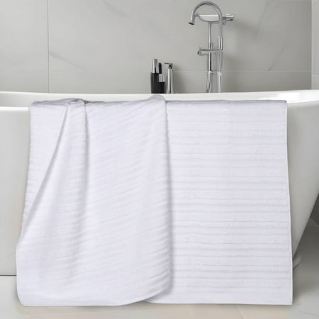 Superior Mika Smart Twist Cotton Medium Weight Bath Sheets, Set of 2, White