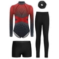 thumbnail image 1 of Runhomal Girls 4Pcs Dance Leotard Set Rhinestone Gymnastics Outfits with Shorts Long Sleeve Figure Skating Leotard Red 14, 1 of 7