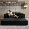 thumbnail image 5 of LUXAPA 140"Corduroy Sectional Sofa for Living Room, Comfy Cloud Couch with Movable Ottomans, Black, 5 of 8