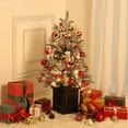 thumbnail image 4 of Senfot 3ft Pre-Lit Artificial Small Christmas Tree, Snow Flocked Xmas Tree Includes 78 Led Lights, Christmas Home Decor 2pcs, 4 of 9