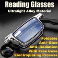 thumbnail image 2 of Gafas de lectura plegables para hombres y mujeres, montura totalmente metálica, antiluz azul, con estuche y paño gratuitos., 2 of 4