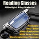 thumbnail image 2 of Gafas de lectura plegables para hombres y mujeres, montura totalmente metálica, antiluz azul, con estuche y paño gratuitos., 2 of 5