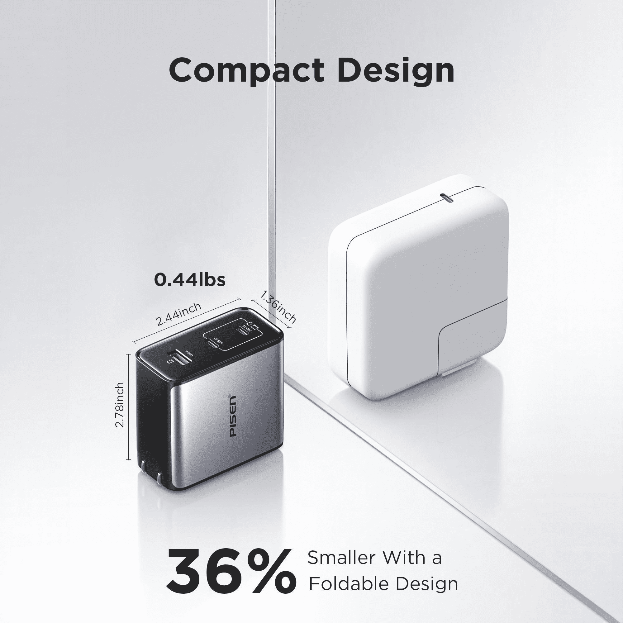 PISEN 100W USB C Charger - 3-Port GaN USB C Charging Block with 6FT Type C Cable, Foldable Plug phone charger,100W Fast Charging for iPhone 17/16 and more serie, Samsung, Pixel, iPad