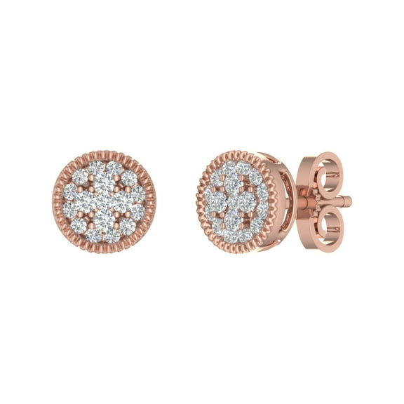1/3 Carat Cluster Diamond Stud Earrings in 14K Rose Gold (SI1-SI2 Clarity)