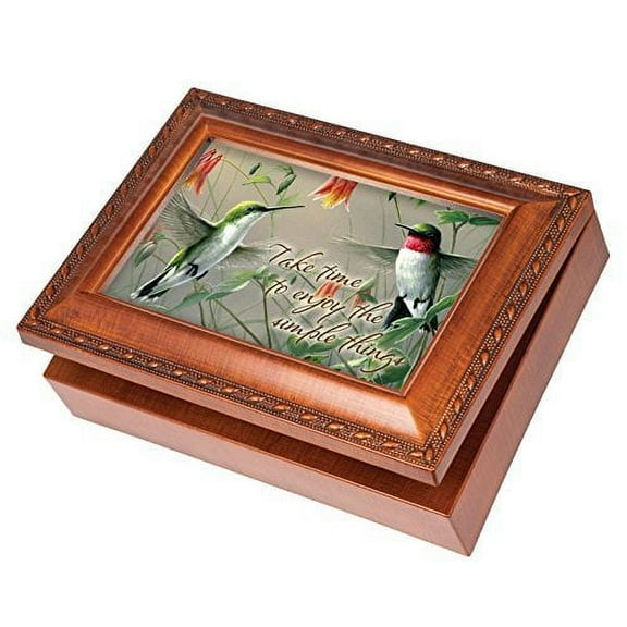 Hummingbirds Simple Things Wood Finish Jewelry Music Box Plays Tune You Are My Sunshine
