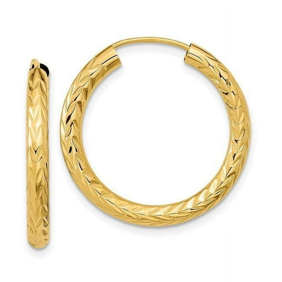 Primal Gold 14 Karat Yellow Gold Diamond-cut Endless Hoop Earrings