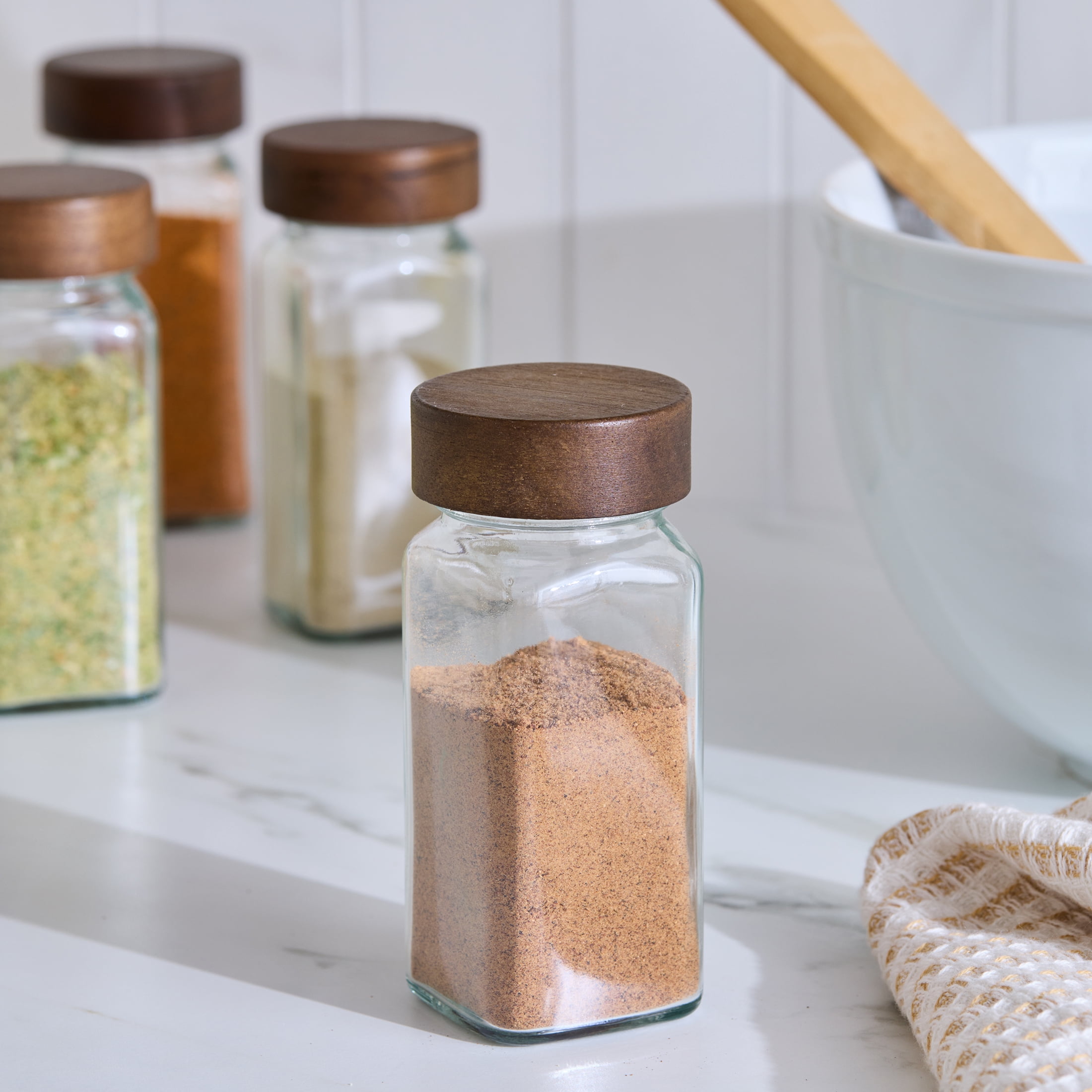 Better Homes and Gardens Glass Spice Jar with Wood Lid