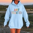 thumbnail image 2 of Unisex Teacher Print Long Sleeve Hooded Sweatshirt for Autumn Winter Comfort Casual Wear with Front Pocket Design, 2 of 4