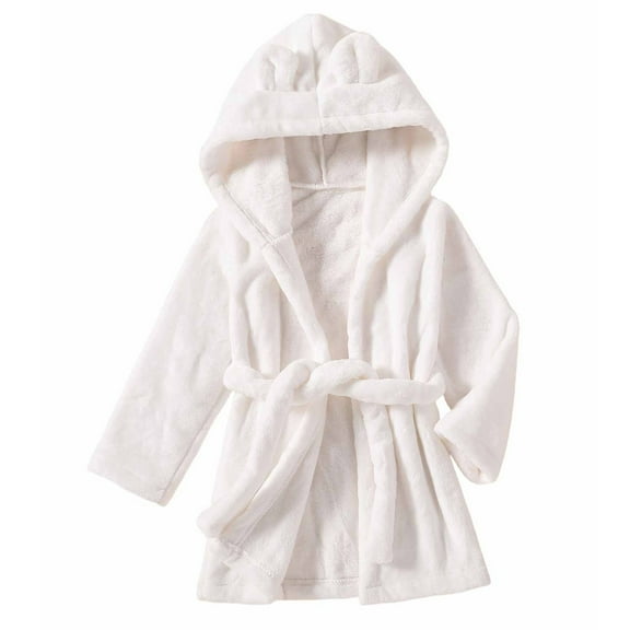 Toddler Unisex Baby Robe Hooded Fleece Bathrobe and Towel for Kids Boys Girls Plush Flannel Bathrobe Warm Winter