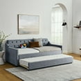 thumbnail image 4 of imerelez Twin Size Upholstery DayBed with Twin Size Erectable Trundle and USB Charging Design, Linen Grey, 4 of 9
