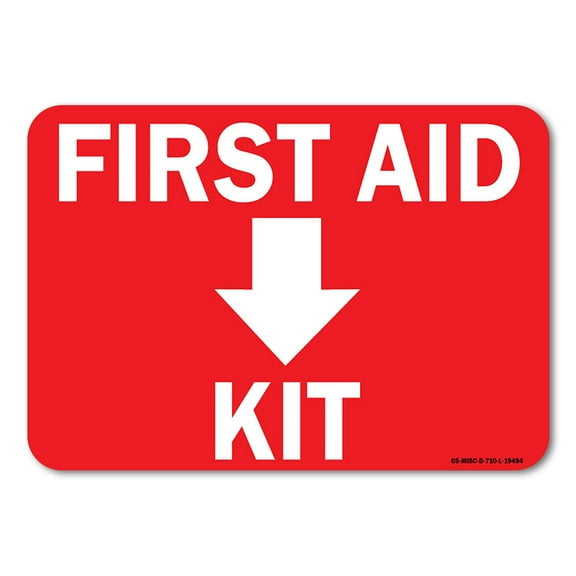 OSHA Aluminum Sign - First Aid Kit with Down |  Aluminum Sign | Protect Your Business, Work Site, Warehouse & Shop Area |  Made in the USA