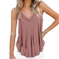 thumbnail image 2 of Tittly Womens Tank Tops Vest for Women Women's V Neck Tank Top With Irregular Multi Hem Sleeveless Fashion Casual Strap Cotton Loose Top Sleeveless Tops for Women Camisole Tops for Women Pink XL, 2 of 4