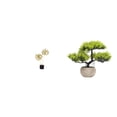 thumbnail image 1 of Estatua de hoja, bonsái artificial, planta falsa, maceta de madera de hierro, pulpa de espuma PP, textura realista, borde suave, ideal para sala, 1 of 8