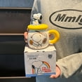 thumbnail image 2 of Taza Snoopy 2024, nueva taza con pajita, Taza de cerámica para niñas, taza de leche para niños, bonito regalo de cumpleaños, 2 of 5