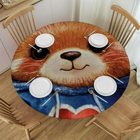 

Patifu Teddy Bear Round Tablecloth Stain-Resistant Washable Indoor Outdoor Restaurant Wedding Party 100% Polyester Fiber Kitchen Dining Decor 31 -35