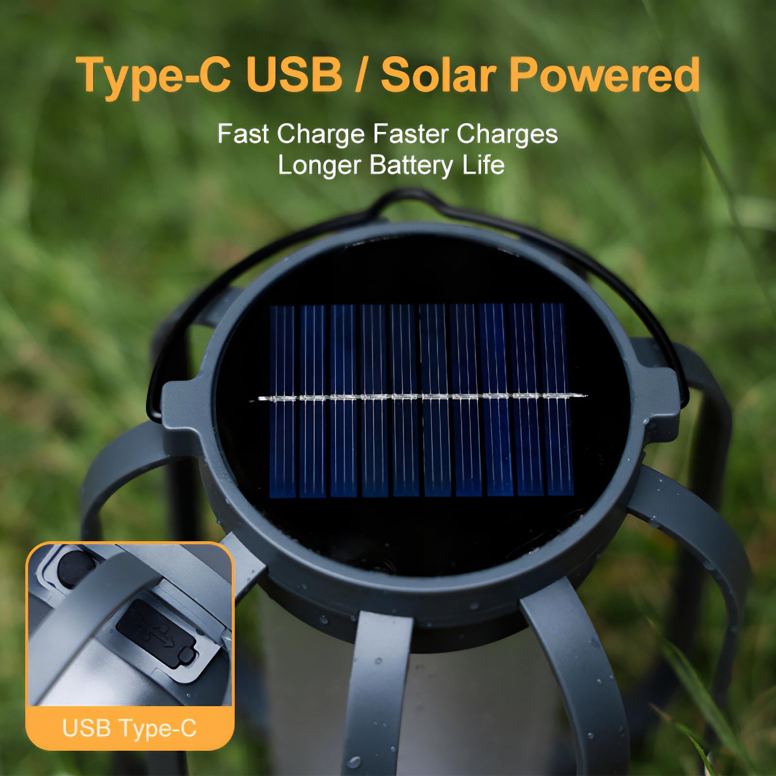 Newest Solar Lights Outdoor, Garden Lights, Landscape Lights with Light Sensor, 4 Lighting Ambiance, Waterproof, Type-C Charging, Campfire Ambiance Lights, Suitable for Camping, Yard and Home(2PCS)