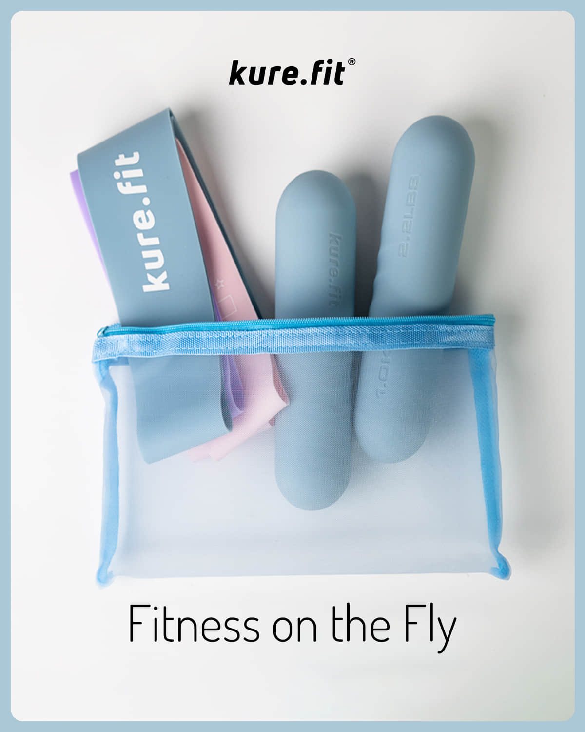 kure.fit Hand Weight Bars for Women, with Resistance Booty Bands, Non-Slip Portable Dumbbells for Pilates, Yoga, Cardio and Strength Training, 2.2 lb