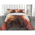 thumbnail image 2 of Ambesonne Nebula Quilted Coverlet 3 Pcs, Gas Cloud in Deep Space, Queen Size, Burnt Orange Black, 2 of 4
