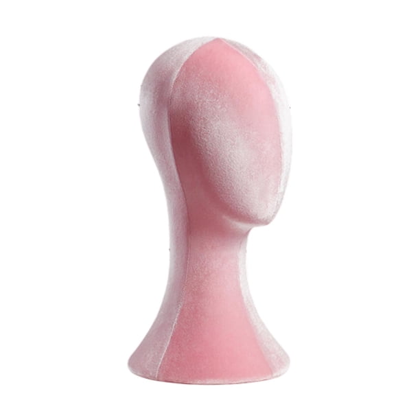 Soporte para peluca de cabeza de maniquí, soporte de espuma de terciopelo para almacenamiento, soporte para exhibición de sombrero de cabeza de maniquí Rosa