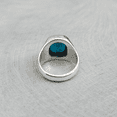 thumbnail image 2 of Cushion Blue Topaz Ring, 925 Solid Silver, Signet Ring, Men Women Ring, Yellow Gold Ring 5.5, 2 of 2
